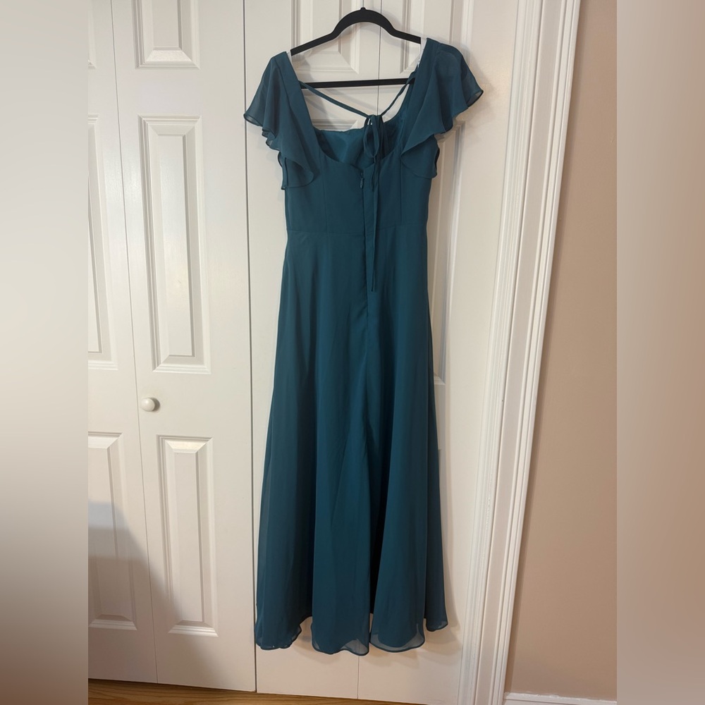 Azazie Bondi Bridesmaid Dress Peacock size A6 - Picture 2 of 3